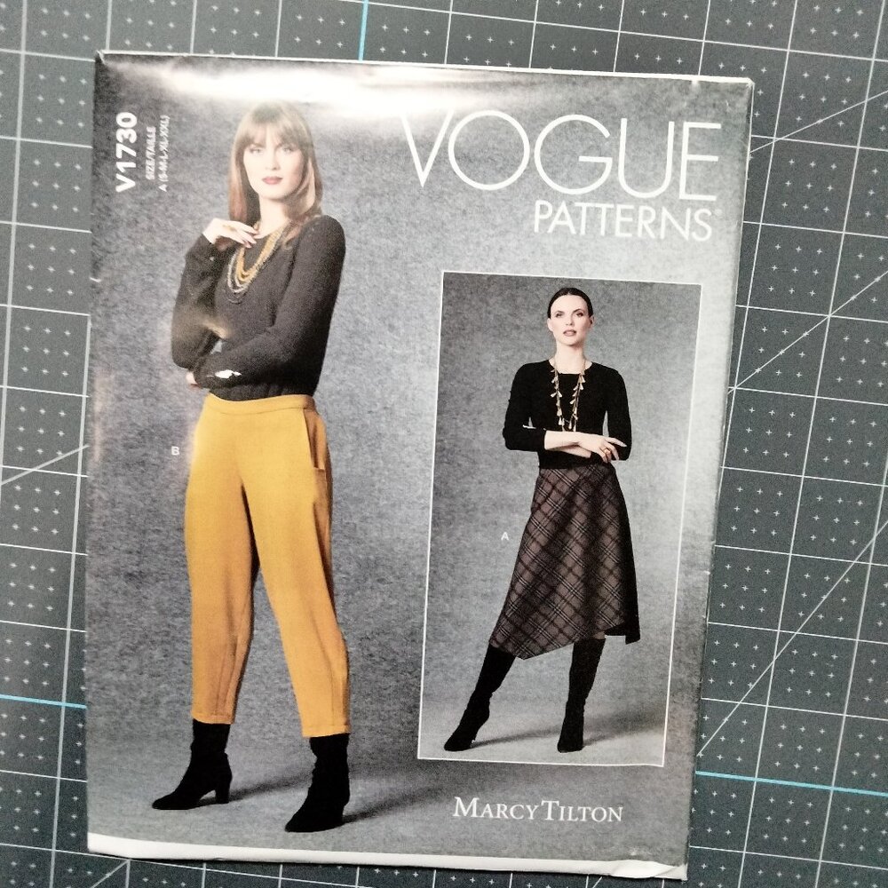 V1730 Marcy Tilton Vogue Pattern, S-XXL, Misses' Skirt and Pants, Uncut, FF, OOP